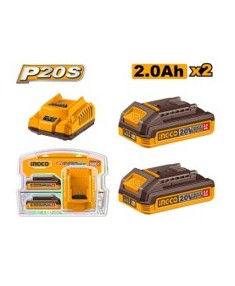 Coffret Chargeur et 2 batteries 2.0Ah